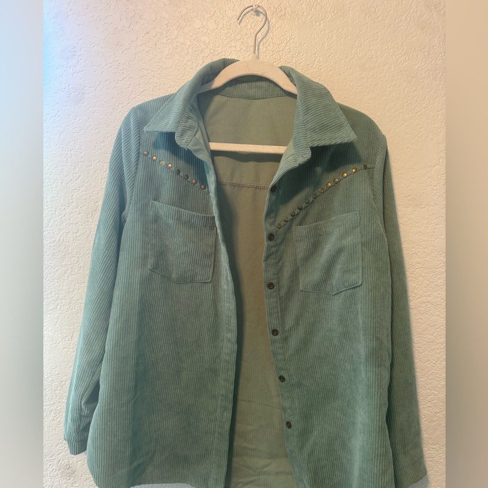 Turquoise Western Button Up Long Sleeve